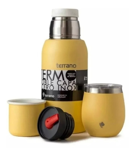 Set Termo 750ml + Mate Acero  + Bombilla De Regalo