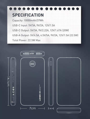 Imagen 5 de 10 de Ldnio P10 Powerbank Bateria Externa 10000mah Carga Rapida