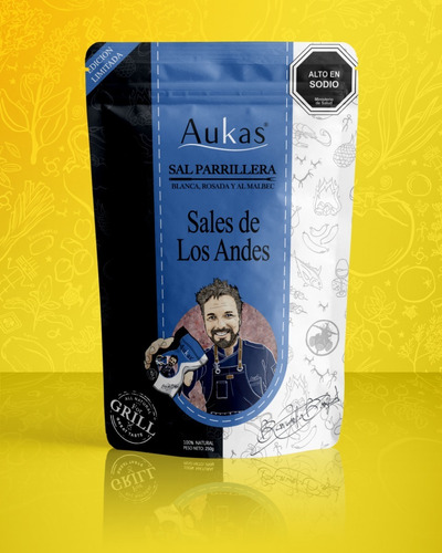 Imagen 3 de 4 de Sal Parrillera De Los Andes Doypack 250grs Aukas