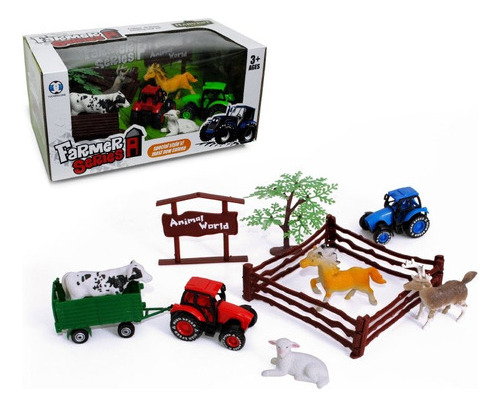 Set De Granja Con Vehiculos Y Animales