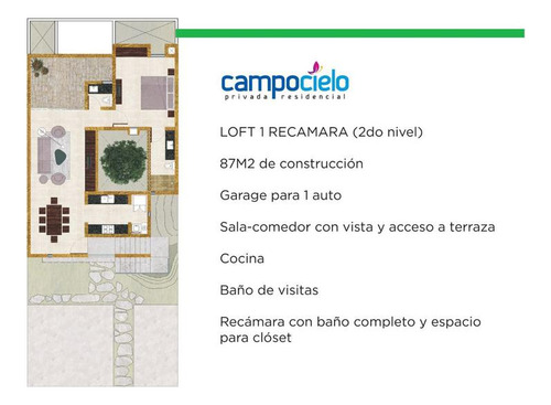 Loft En Privada Campocielo,1 Recamara, 2 Planta.