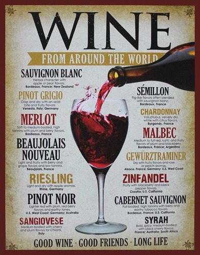 Carteles Antiguos Chapa 90x60cm Poster Vinos Wine Dr-303