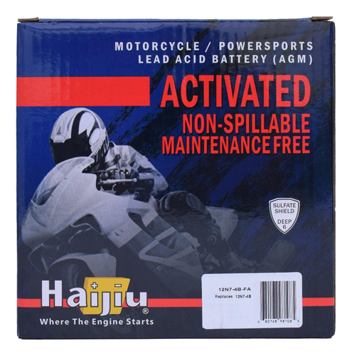 Batería Moto Haijiu 12n7-4b-fa Agmgel Libre Mantenimiento