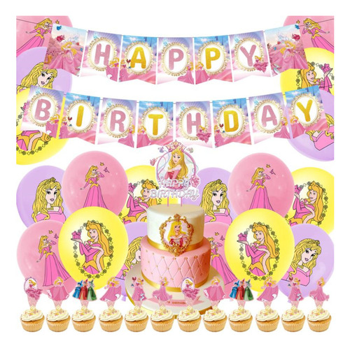 Globos Cumpleaños Kit De Fiesta Alusivos A Princesa Aurora