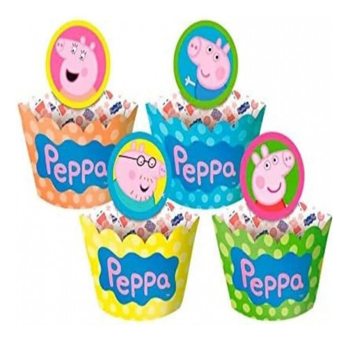 Cupcake Wrapper Com Enfeite Peppa Pig C/12 Regina Festas Tem