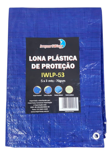 Imagem 1 de 10 de Lona Azul Impermeável Importway Grande Cobertura 5x3 Metros