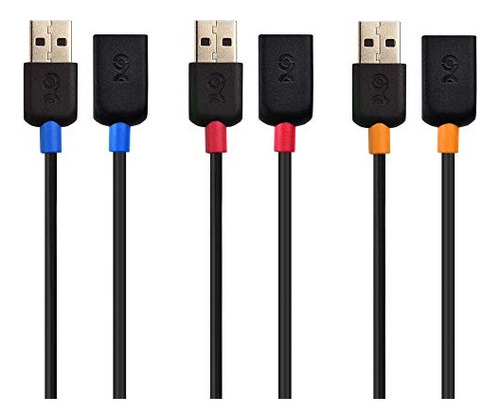 Paquete de cables de extensión USB cortos Cable Matters con 3 unidades