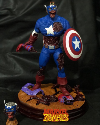 Escultura De Capitán América Zombie Para Halloween - ¡descu
