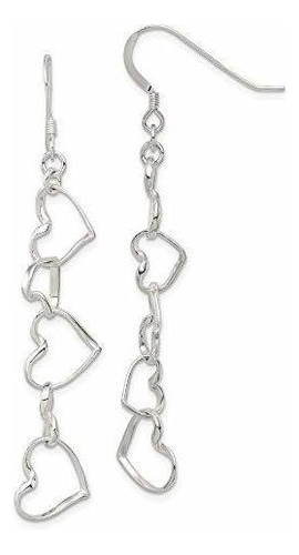 Aretes Anzuelo - Solid 925 Sterling Silver Love Heart Dangl