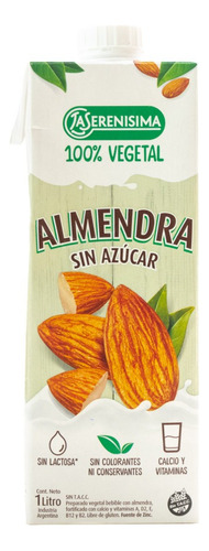 Leche De Almendras Vegetal Sin Azucar La Serenisima 1lt 6u