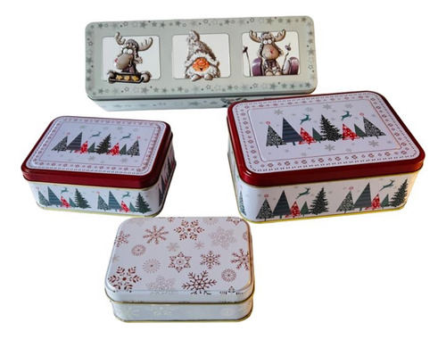 Cajas Metalicas Para Navidad - Set X 4