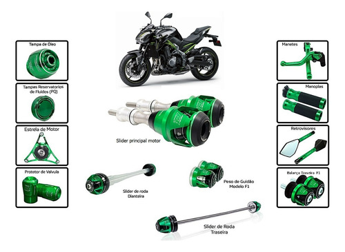 Kit Slider F1 Procton Racing Kawasaki Z900 Z 900 - 12 Pçs