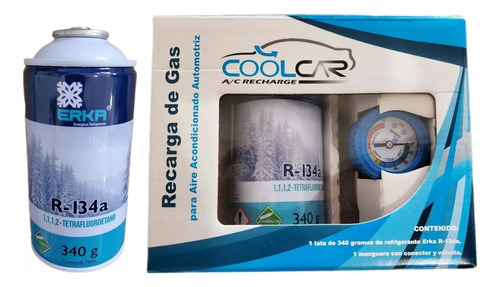 Kit Recarga Refrigerante Automotriz R134a 2 Lts 340g Coolcar