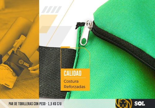 Imagen 4 de 7 de Tobillera Con Peso 1,5 Kg Reforzadas Regulables Precio Par