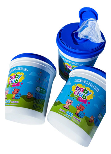 Kit Baby Club Ultra Care Toalhas Umedecidas Balde Azul 3 Un