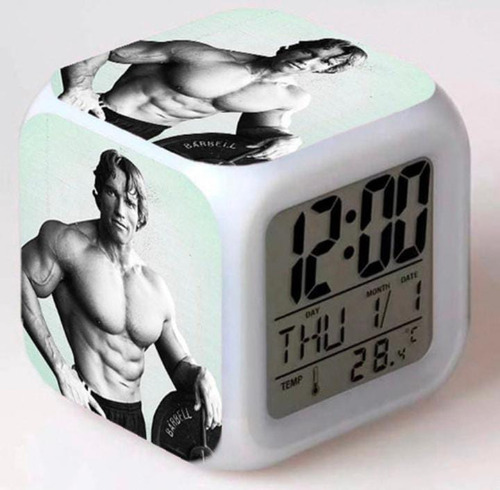 Reloj Despertador Arnold Schwarzenegger, Gym,mancuernas. 