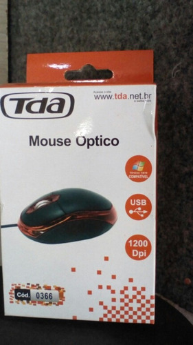 Mouse Óptico Tda Preto Com  Vermelho Ascende. Usb Com Fio