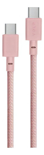 Cable de malla USB-C/USB-C 3.0a ultrarresistente Volp de 1 m, color rosa