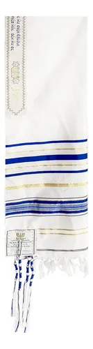 Talit De Oración Mercado Tierra Santa, Rectangular Azul Y...