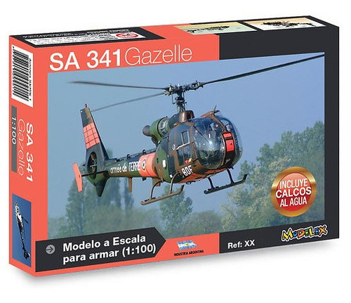 Sa 341 Gazelle Maqueta Para Armar Helicóptero 1/100 Modelex