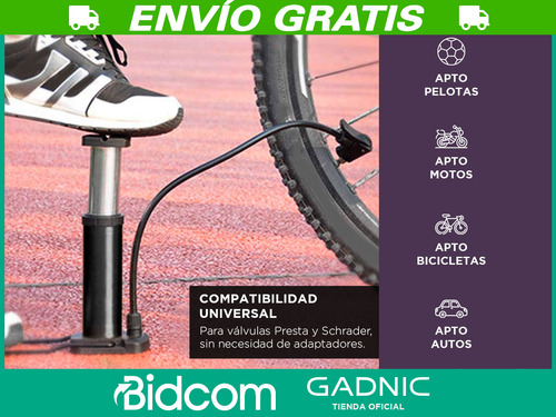 Inflador De Pie Gadnic 160 Psi De Alta Presión Universal
