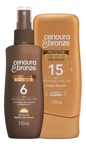 Kit Óleo Bronzeador Cenoura&bronze + Protetor Solar Fps 15