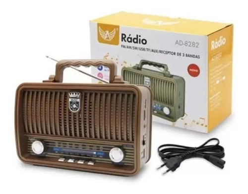 Rádio Portátil Altomex Retro Vintage Am/fm Bluetooth Usb Cor Marrom 110V/220V