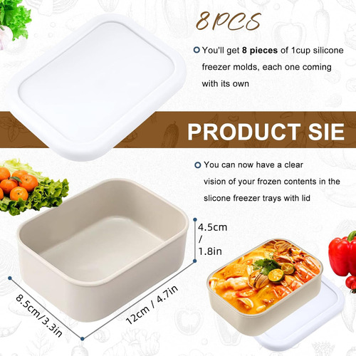 Bandeja De Silicona Para Congelador De 1 Taza Con Tapa, Cong