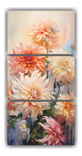 90x180cm Pintura De Flores De Dalias En Estilo Óleo Flores