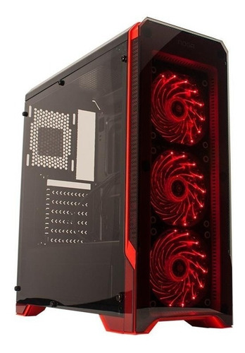 Gabinete Gamer Noga Stormer Fuente 600w 3 Coolers Led Rojos 