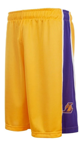 Imagen 1 de 8 de Short Pantalon Basquet Nba Angeles Lakers Adulto Lic Oficial