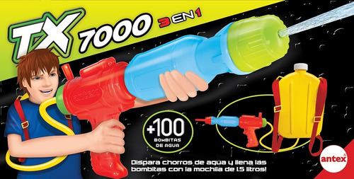 Pistola De Agua Tx7000 3en1 Antex Con Mochila Bombitas Agua