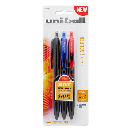 Uni-ball 307 Retractable Gel Pens, Medium Point (0.7m ()