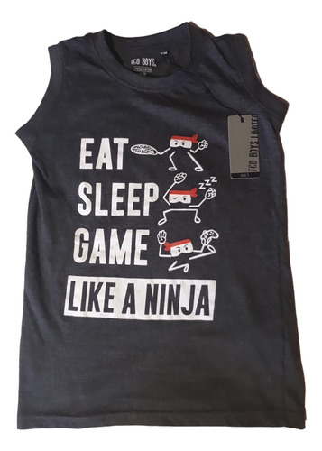 Polera Sin Mangas Niño Tco Boys Limited Ninja Talla 6 Negra 