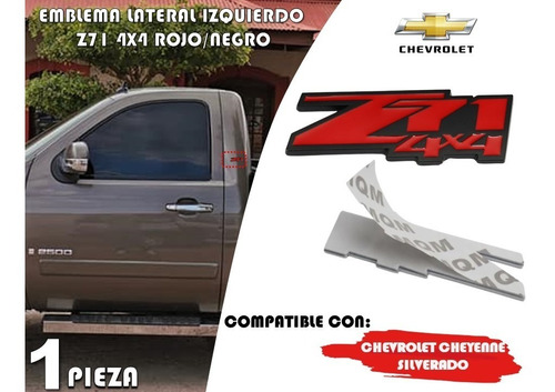 Emblema Izquierdo Cheyenne Silverado Z71 4x4 Rojo/negro