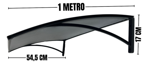 Toldo Policarbonato 1,00 X 0,50m Preto Com Kit De Instalação