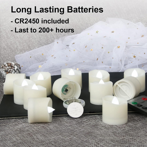 Velas Sin Llama Con Vela Votiva Remota, Luz De Té Led Con Te