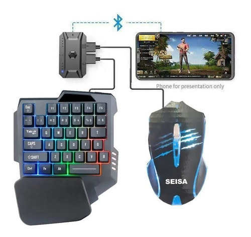 Kit Gamer Teclado Con Mouse Bluetooth 4 En 1 Celular Tablet Color del teclado Negro