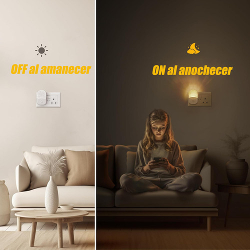 Lámpara De Pared Con Luz Nocturna Y Sensor De Luz Enchufable