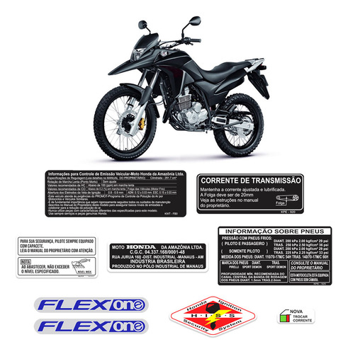 Kit Adesivos Advertência Moto Honda Xre 300 Completo