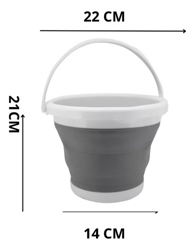 Balde Retratil Silicone Com Alça Cinza Funcional Clink
