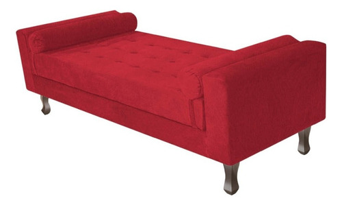 Divã Recamier Sofá Félix 140cm Suede Rosê - Am Decor Cor Vermelho