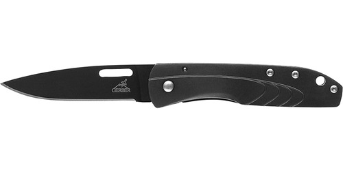 Cuchillo Plegable De Caza Negro En La Hoja Como En El Mango