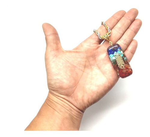 Colar 7 Chakras Orgonite Pedras Coloridas,natureza,c\caixa