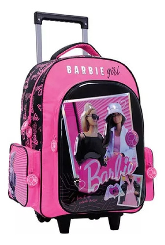 Mochila Carro Barbie College 18 Pulgadas Wabro Color Rosa