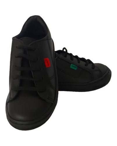 Zapatos Kickers Para Niños, Línea Colegial, Negro Napa  