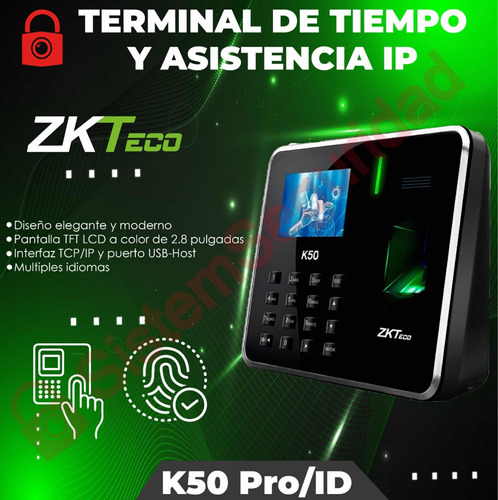 Imagen 1 de 6 de Reloj Biometrico Para Control Asistencia Y Acceso K50 Zkteco