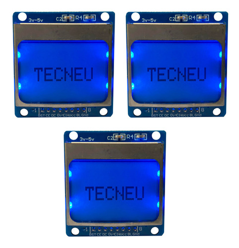 3 Piezas Pantalla Nokia Lcd 5110 Azul 84x48 Arduino Pic 3310