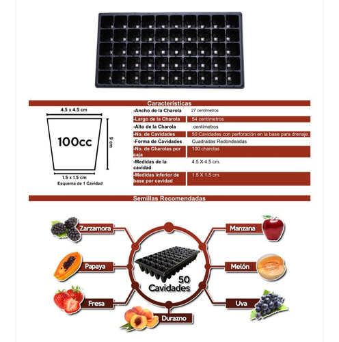 Caja De 100 Pzas. Semillero Forestal De 50 Cavidades