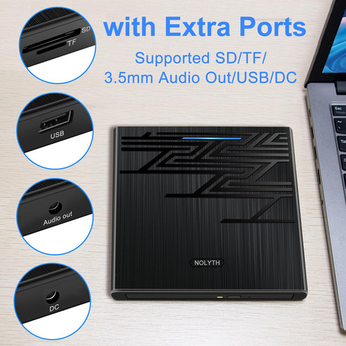 Lector Dvd Externo Usb 3.0/usb C Grabador Cd/dvd / Rw Para P